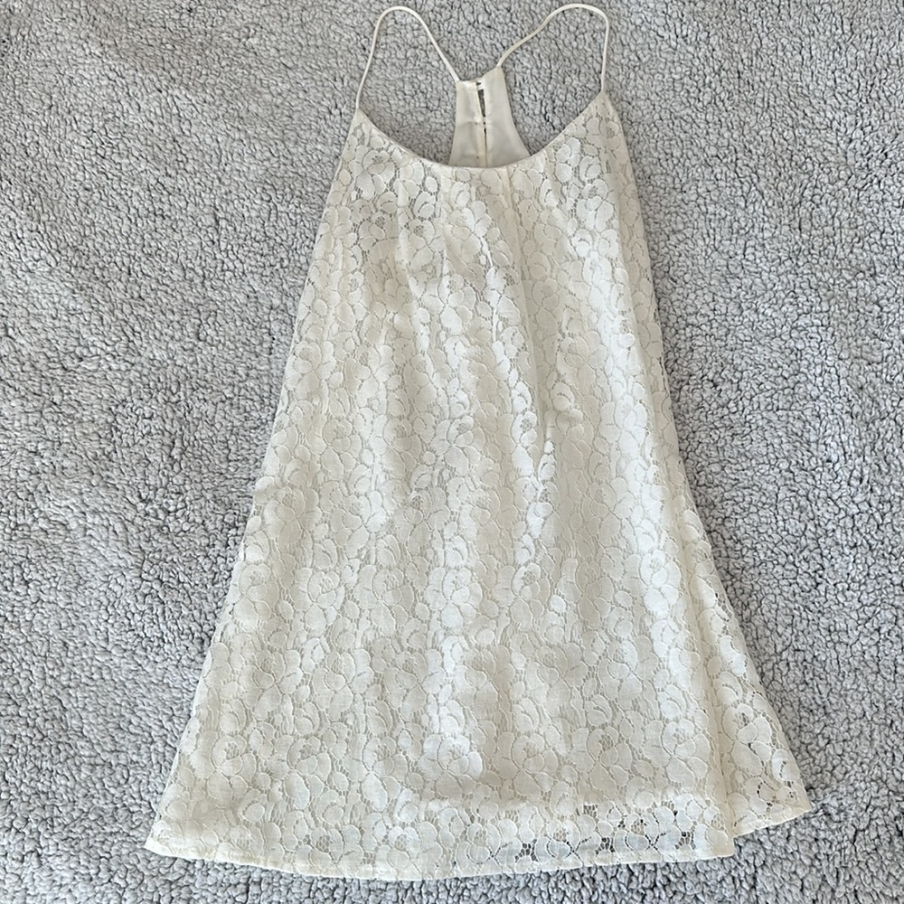 Lucy Love “Take me to dinner” white lace dress size medium.